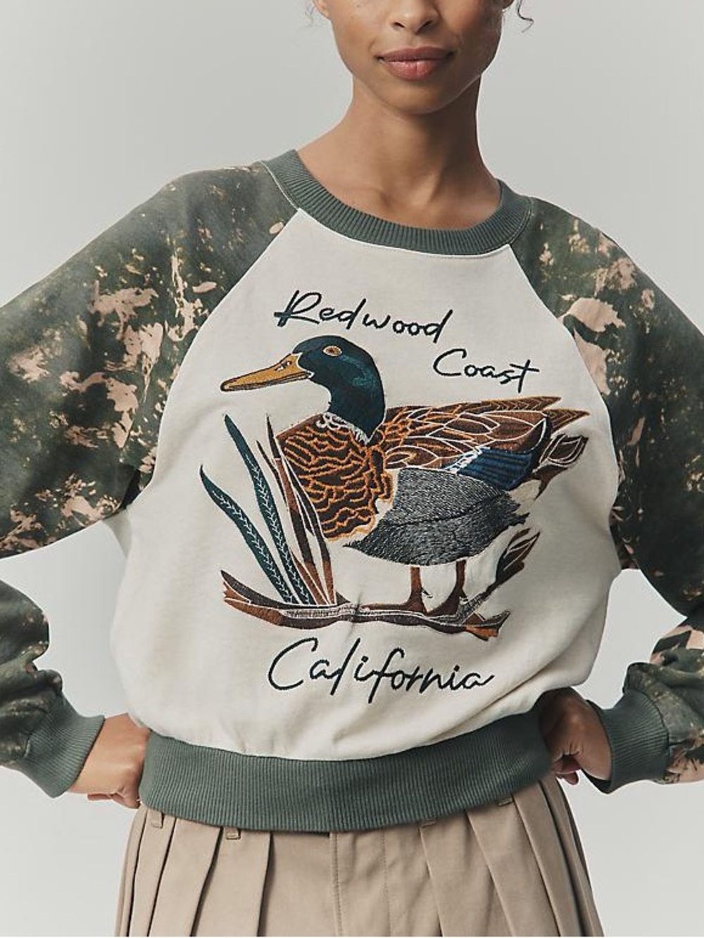 Anthropologie Pilcro Embroidered Duck Sweatshirt